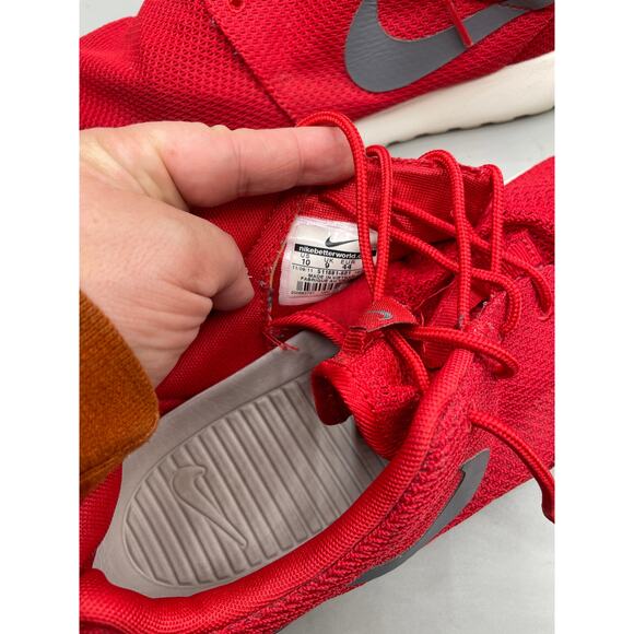 Nike Roshe Run Low Mens Athletic Running Shoes Red White 10 - Picture 7 of 8